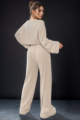 Round Neck Long Sleeve Top and Pants Set OutfitFlow